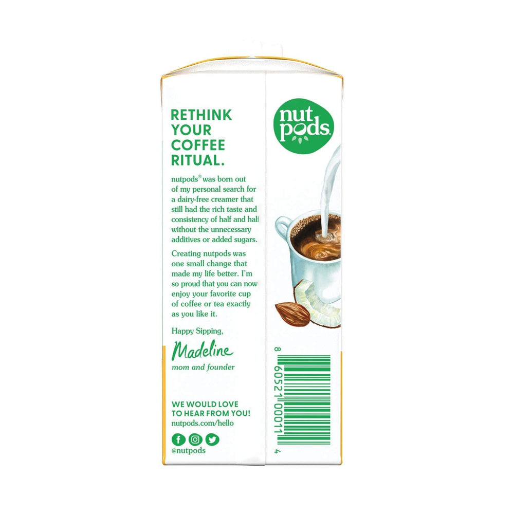 Shelf-stable Nutpods Original Unsweetened packaging ready for pantry storage