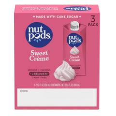 Nutpods Sweet Creme shelf-stable packaging stored in pantry for convenient access