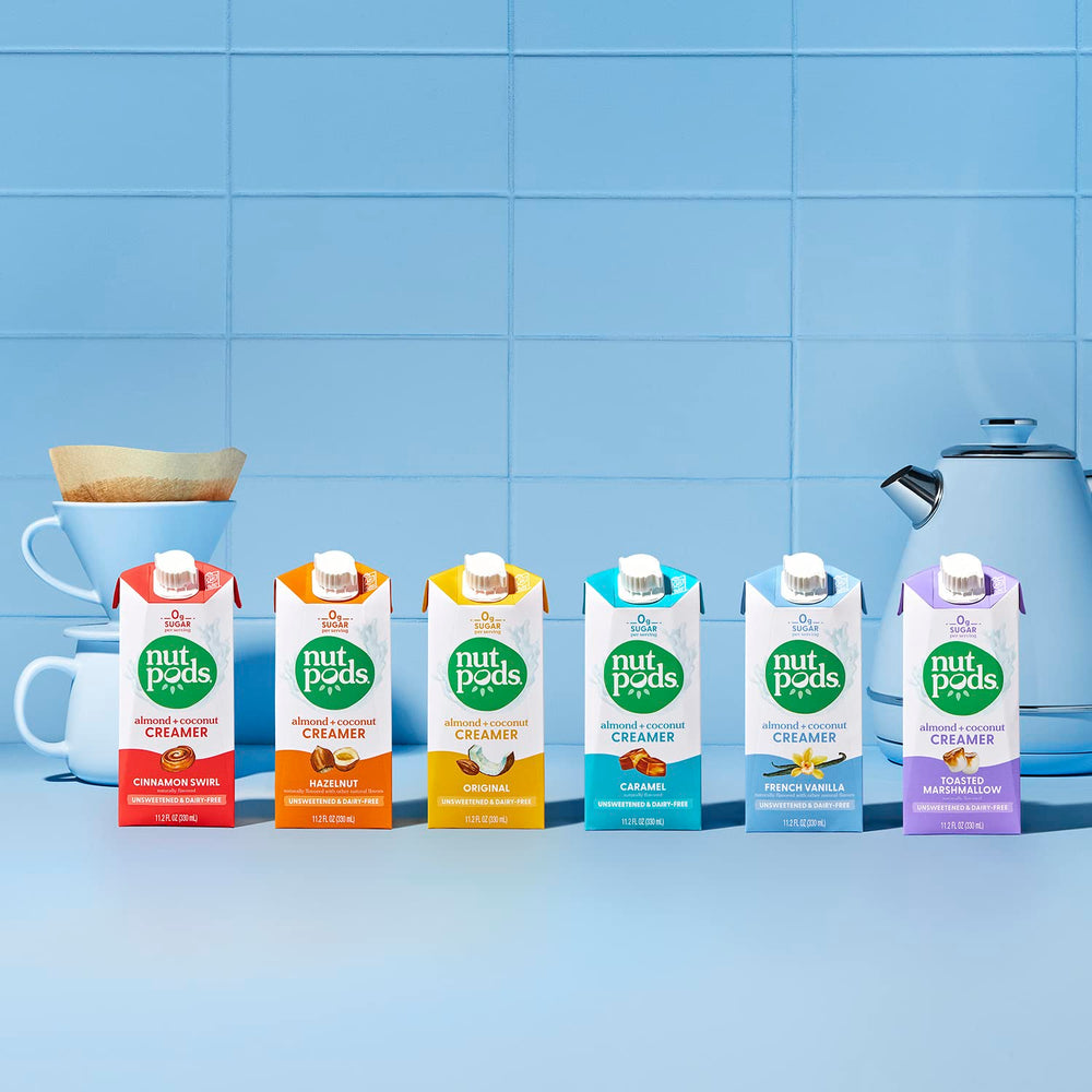 nutpods creamer label highlights vegan and gluten-free options.