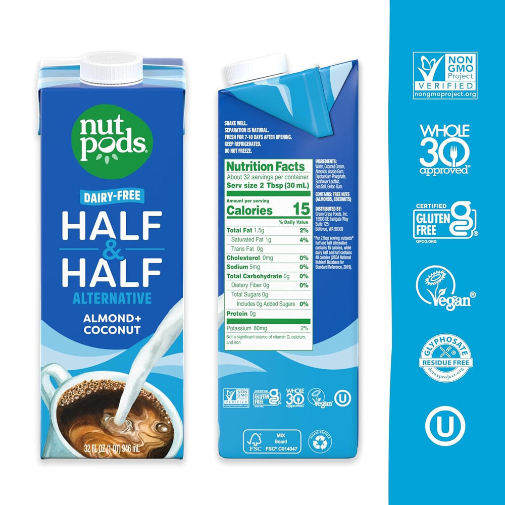 Nutpods Unsweetened Half & Half adds smooth, dairy-free creaminess to your cup.