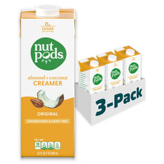 nutpods unsweetened original dairy-free creamer bottle for zero sugar coffee.