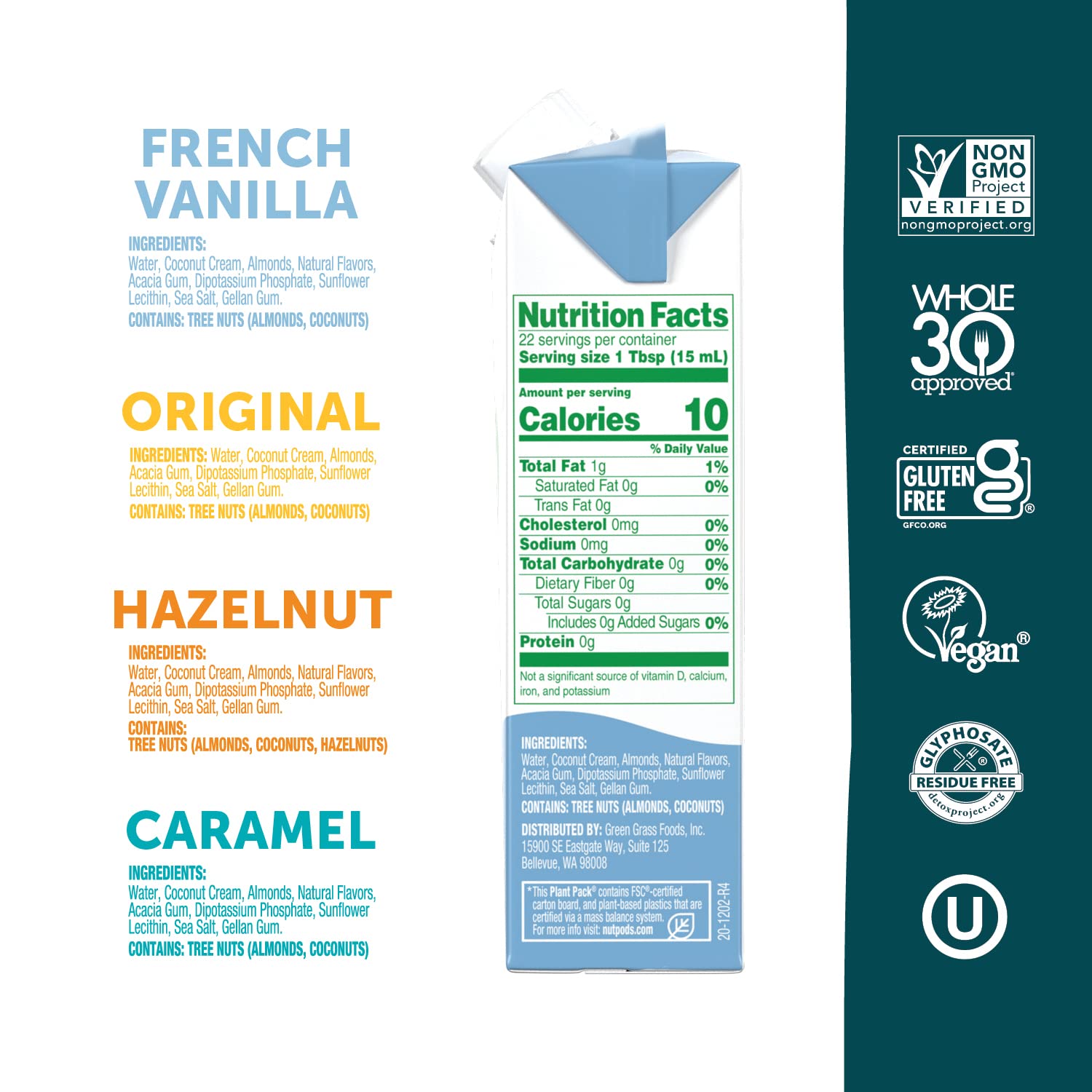 nutpods French Vanilla creamer bottle with rich aroma and unsweetened profile.