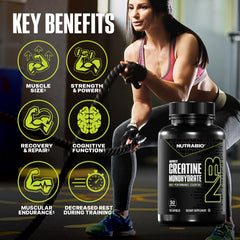 NutraBio label close-up signaling quality creatine monohydrate supplementation.