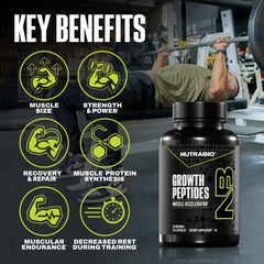 NutraBio Growth Peptides capsules-closeup of uniform capsules for daily use.