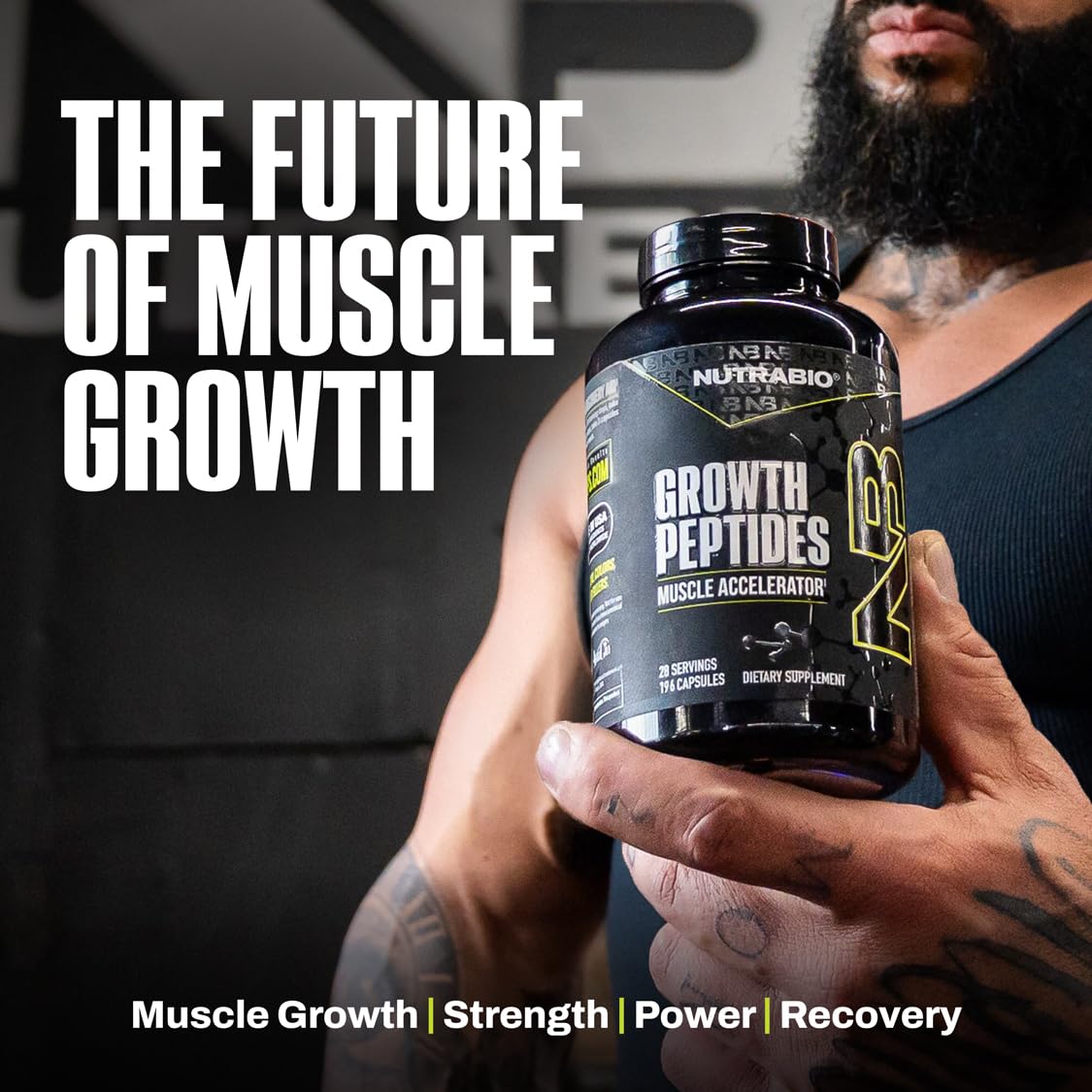NutraBio Growth Peptides dl185-ingredient closeup shows peptide components.
