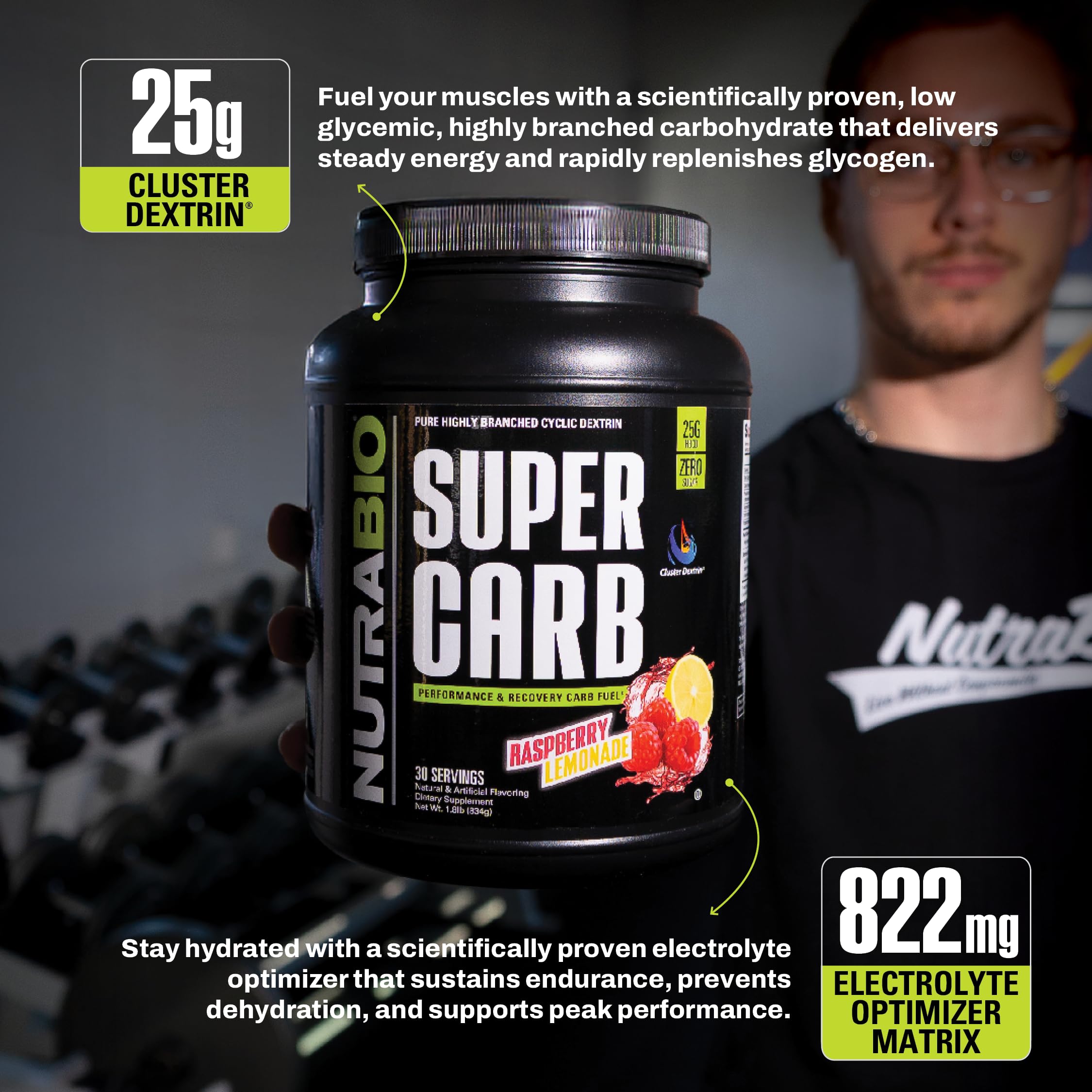 NutraBio Super Carb Raspberry Lemonade mixed with water during cardio session.