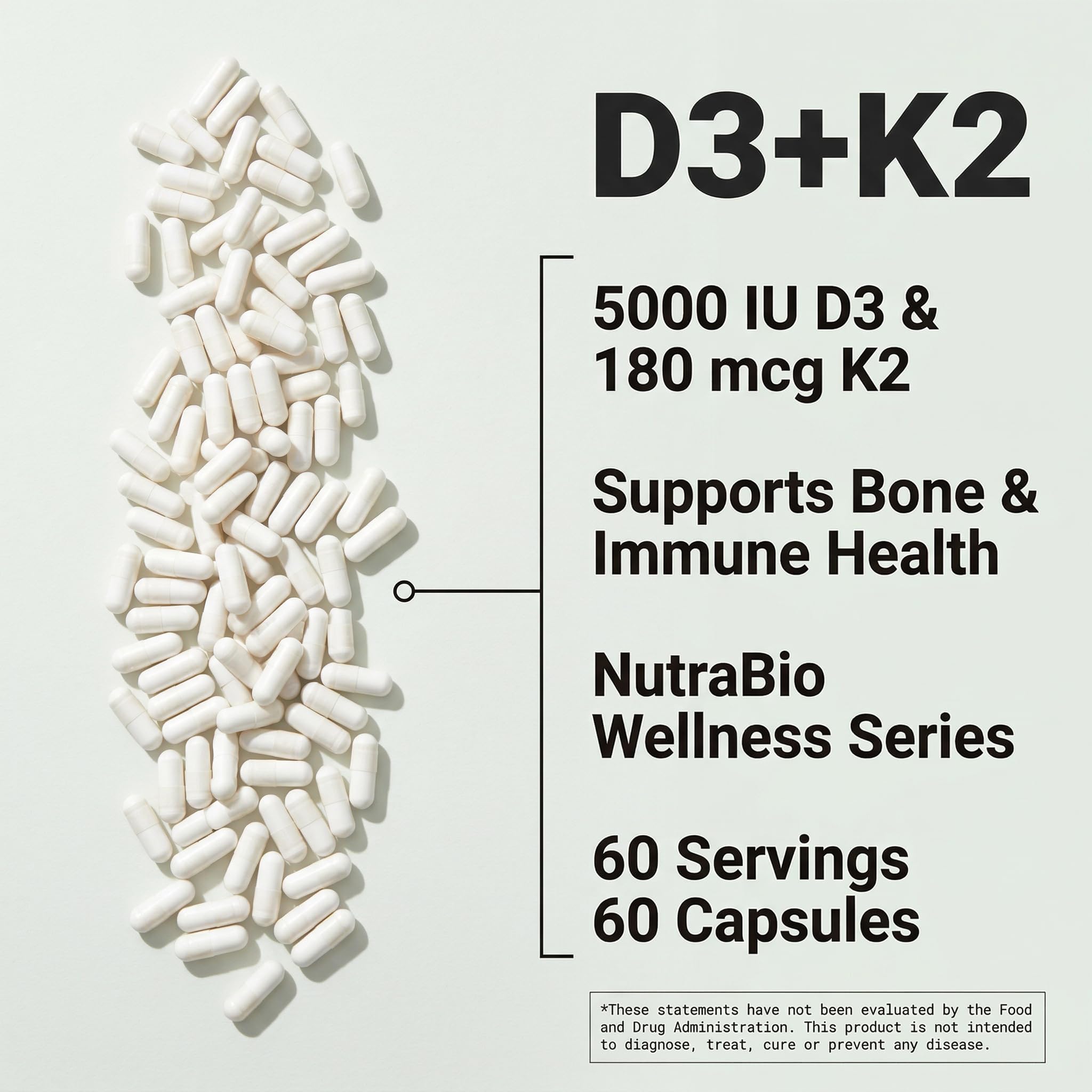 NutraBio capsules in hand for easy daily dosing.