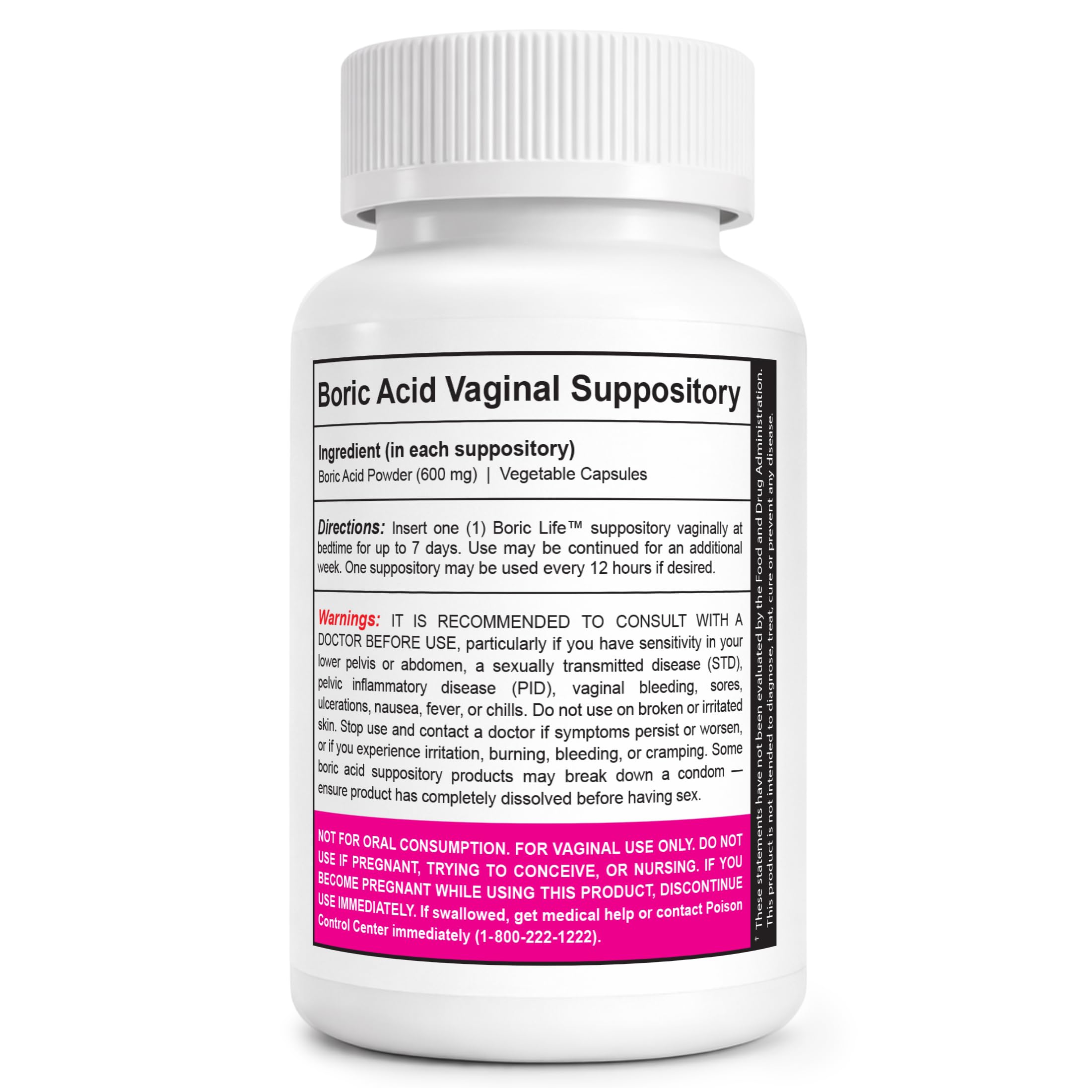 NutraBlast Boric Acid Suppositories box front with clear labeling for daily use