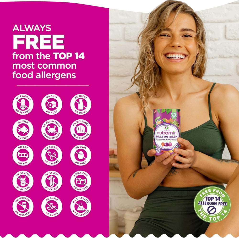 Gelatin-free Nutramin gummies emphasize allergy-safe multivitamin