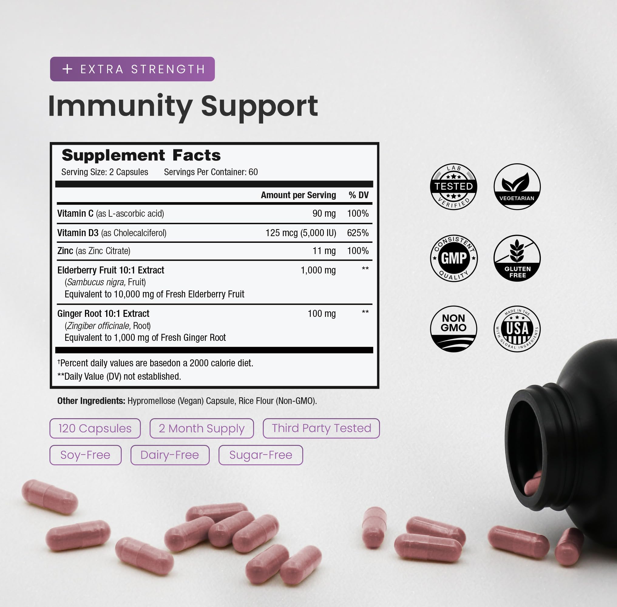 NutraChamps elderberry capsules close-up showing capsule form