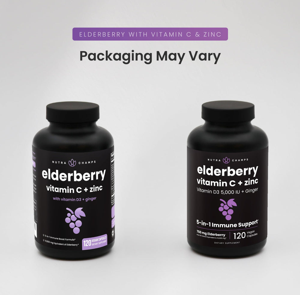 NutraChamps ingredient label detailing elderberry extract and vitamins