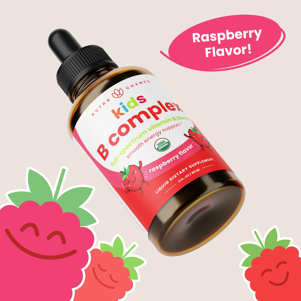 NutraChamps Kids B Complex kid-friendly packaging; simple, mess-free supplementation.
