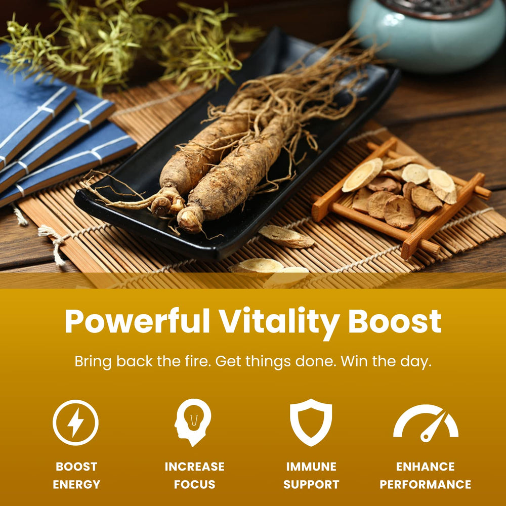 Made in USA NutraChamps vegan ginseng capsules for daily use.