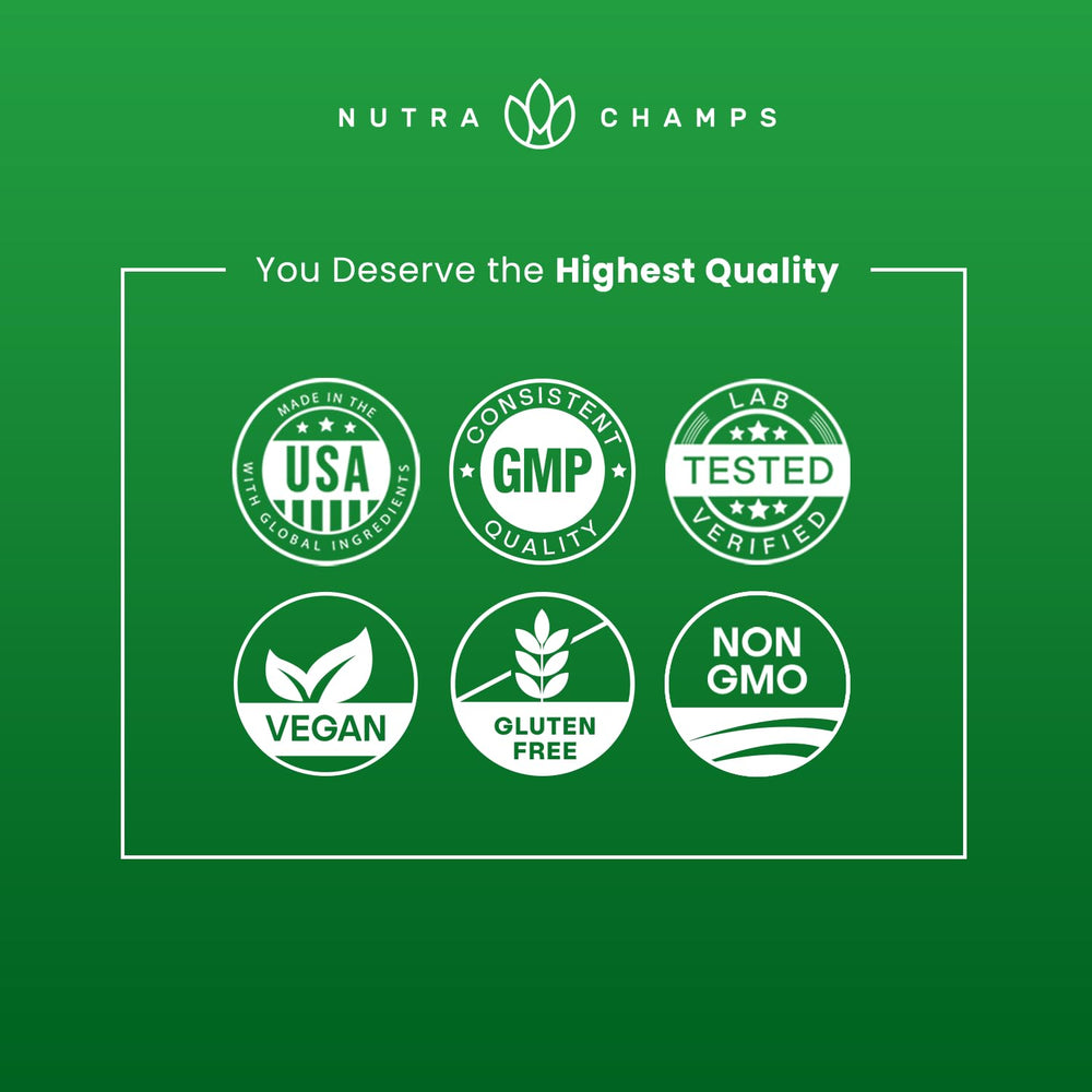 NutraChamps Rhodiola Rosea ingredients panel shows Rosavin and Salidrosides.