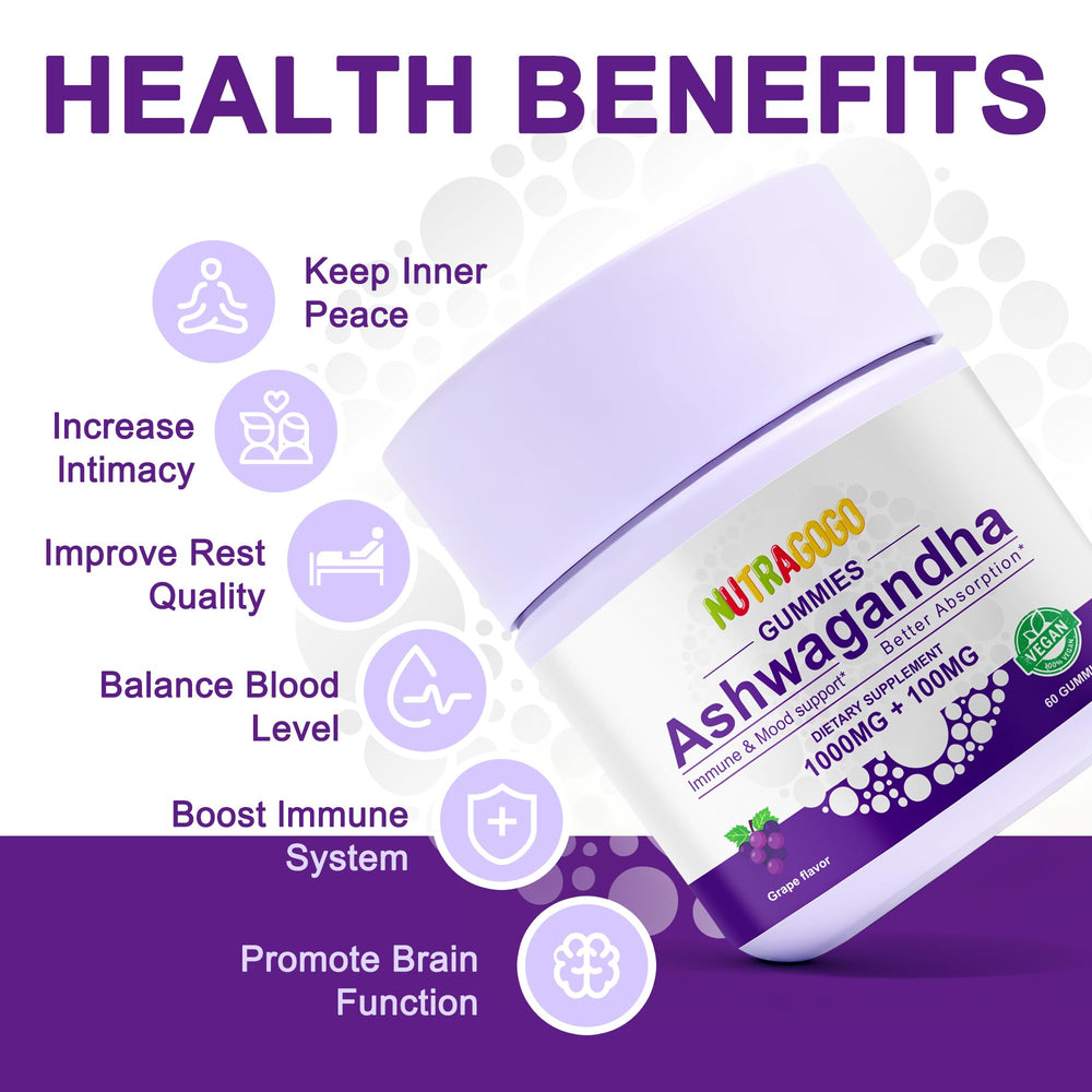 NUTRAGOGO Ashwagandha Gummies label highlighting GMP quality