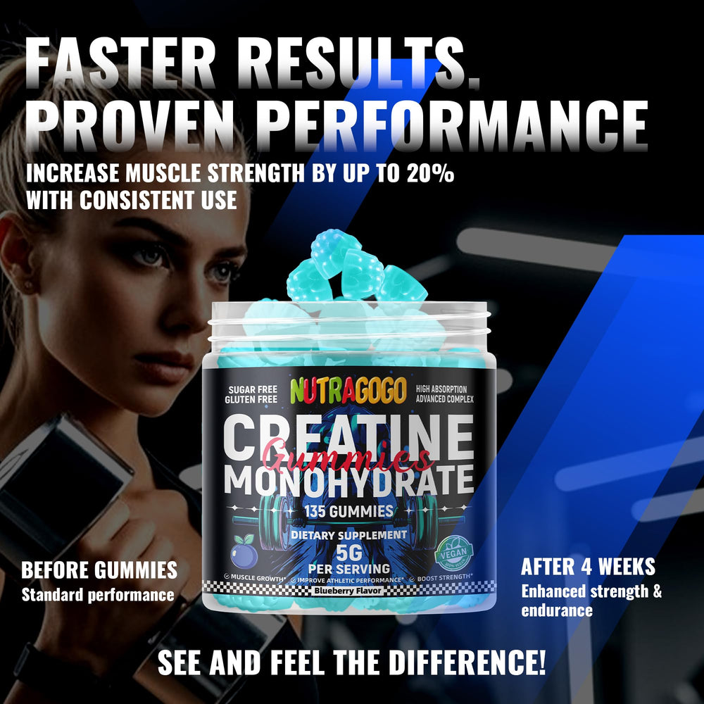 NUTRAGOGO Creatine Gummy blueberry electrolyte flavor offers refreshing taste