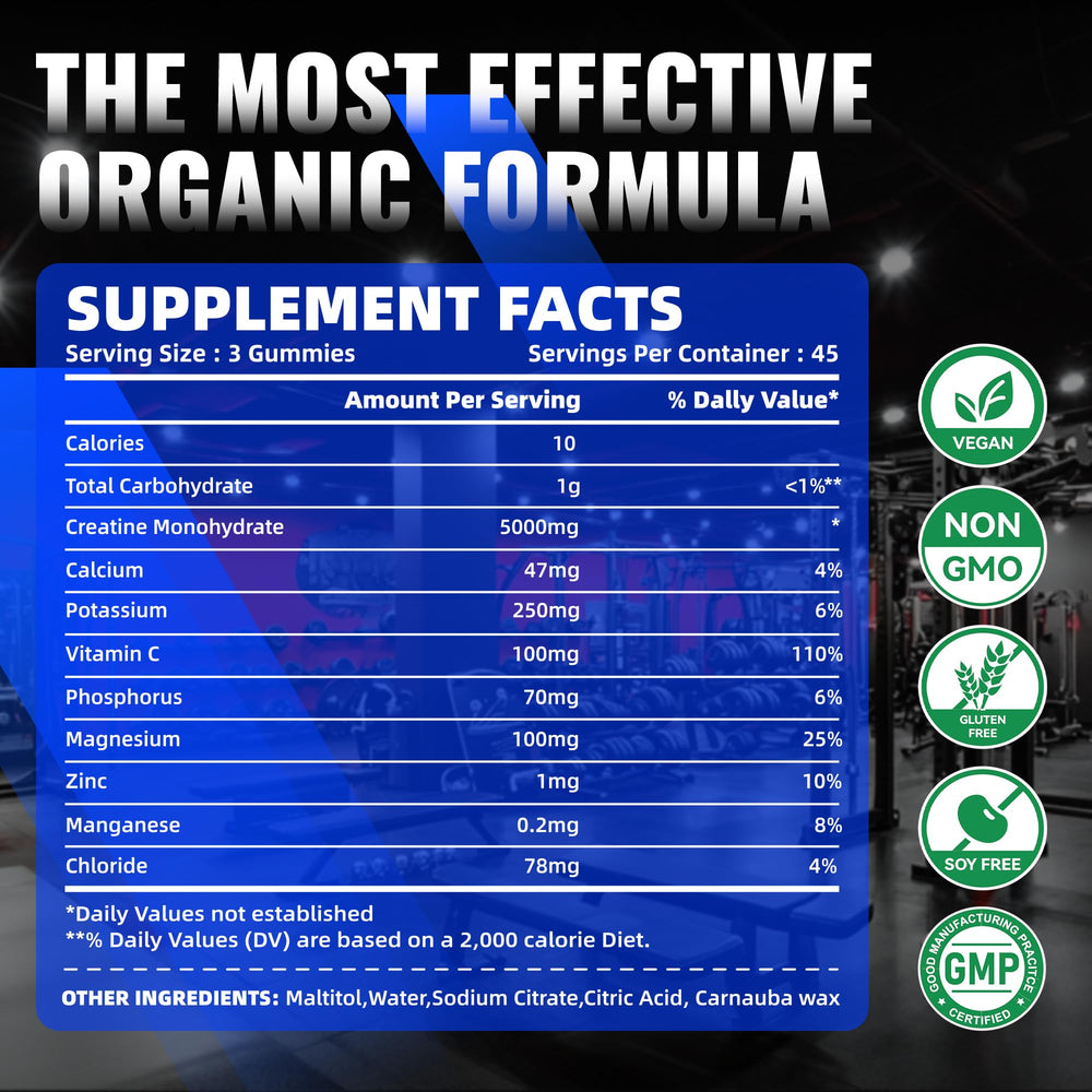 NUTRAGOGO Creatine Gummy three gummies per serving support simple dosing