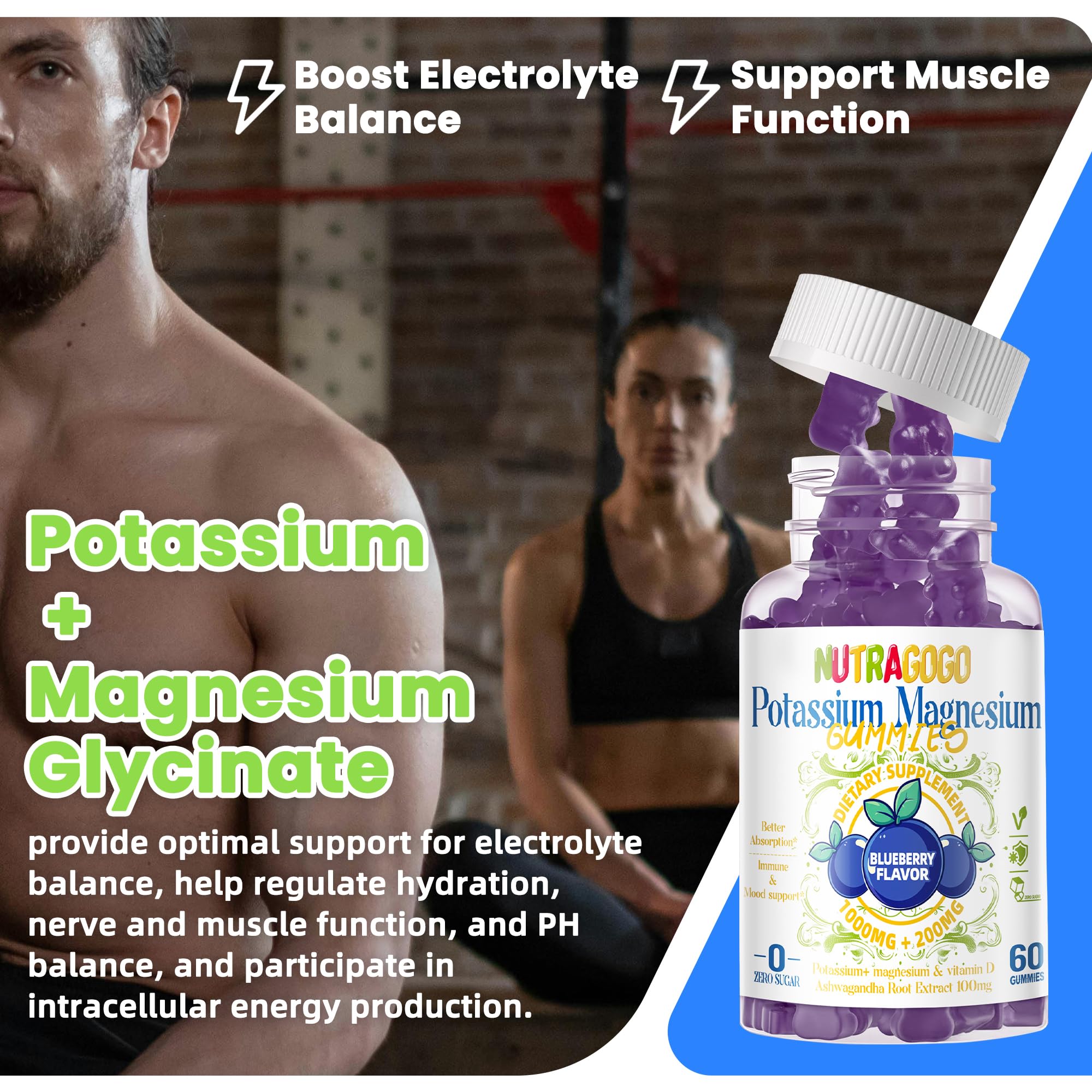 NUTRAGOGO potassium magnesium gummies beetroot ingredient visualization for natural color