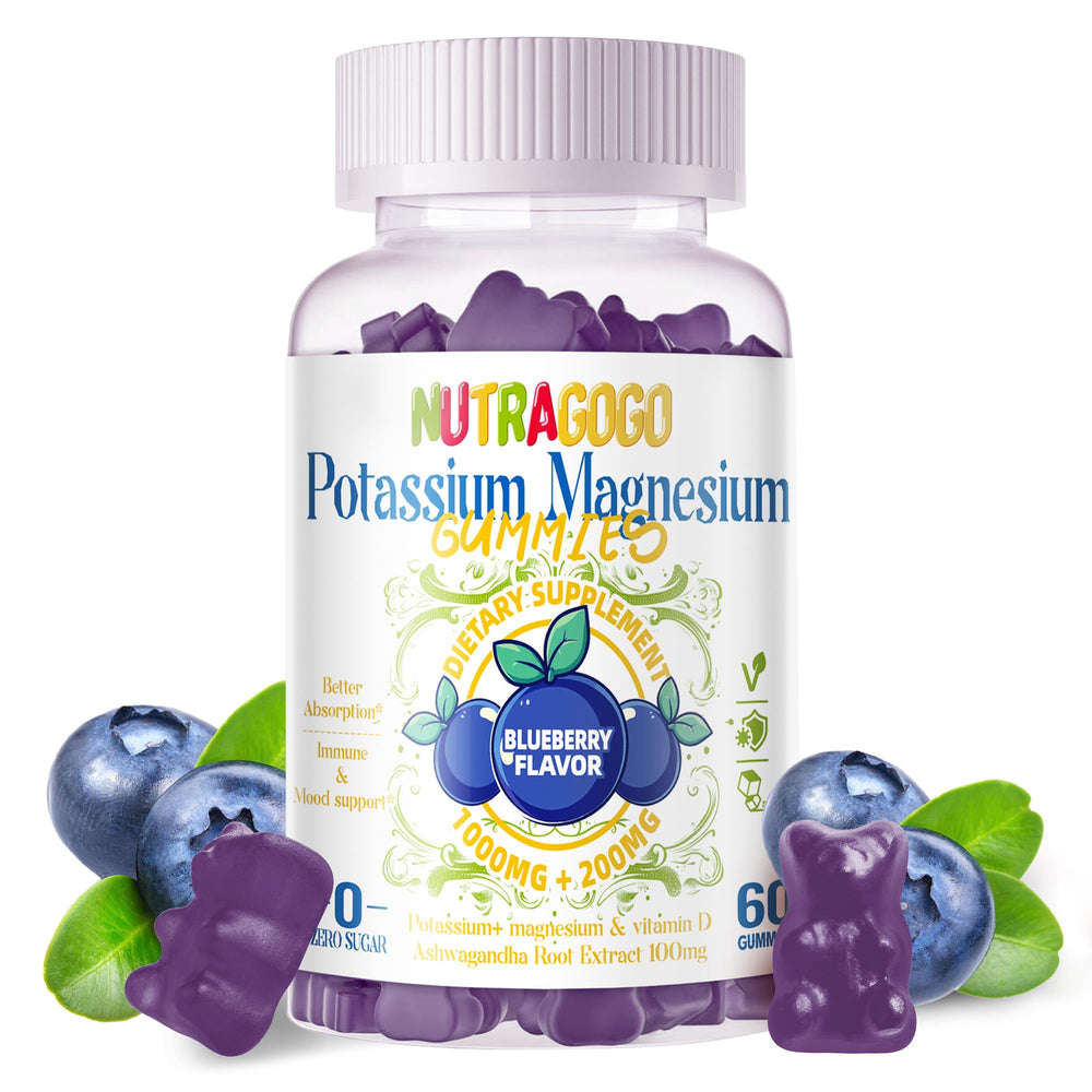 NUTRAGOGO potassium magnesium gummies bottle ready for daily wellness support