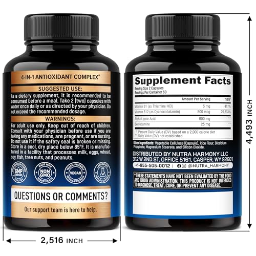 Close-up of 600mg ALA capsules for easy daily use.