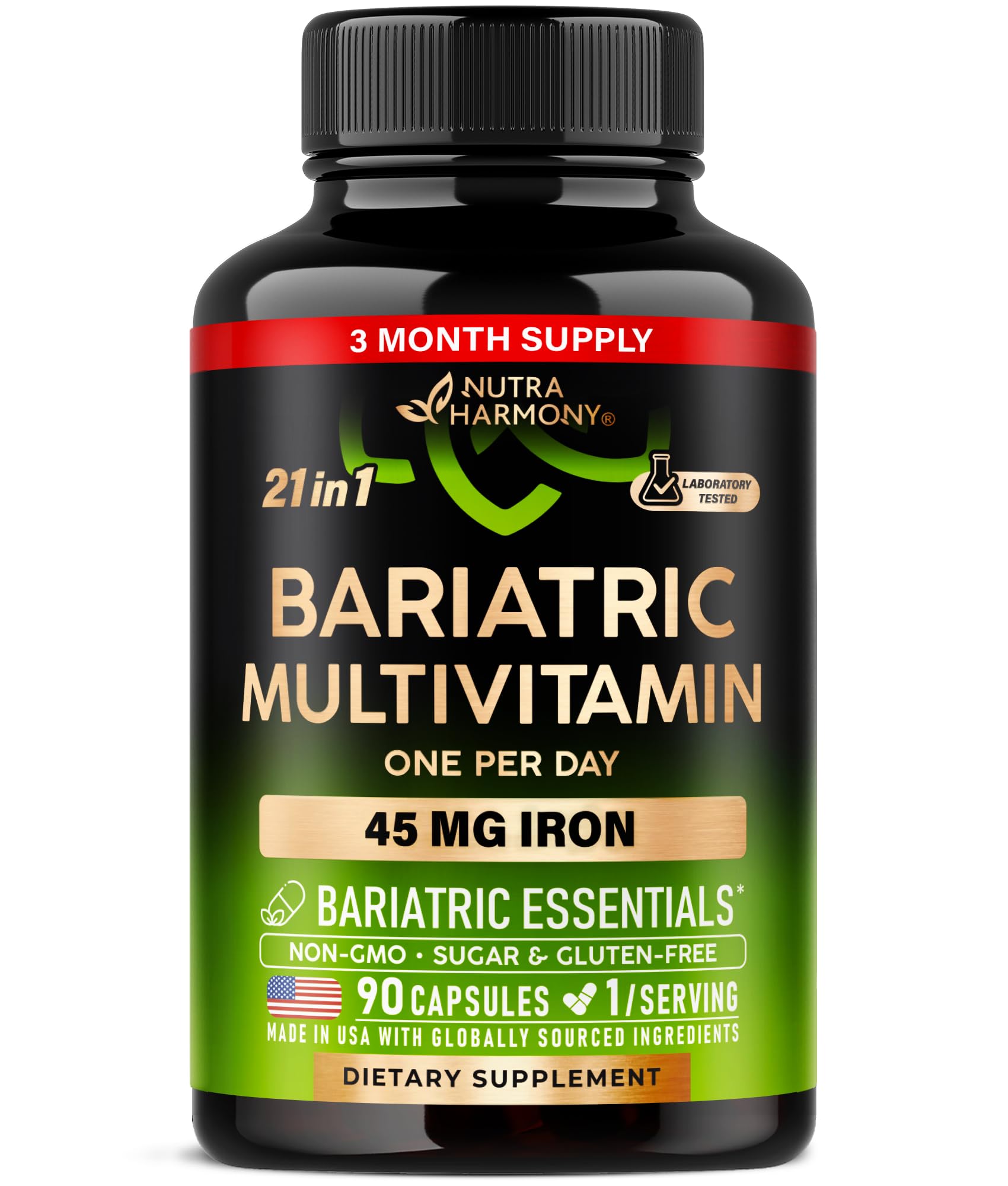 NUTRAHARMONY bariatric multivitamin bottle front for on-the-go nutrition
