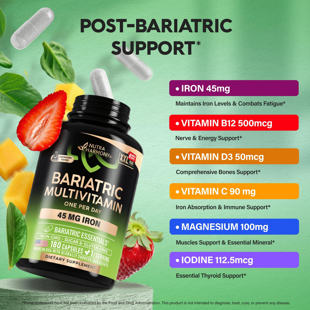 NutraHarmony gluten-free dairy-free label on bottle emphasizes allergen-friendly formula