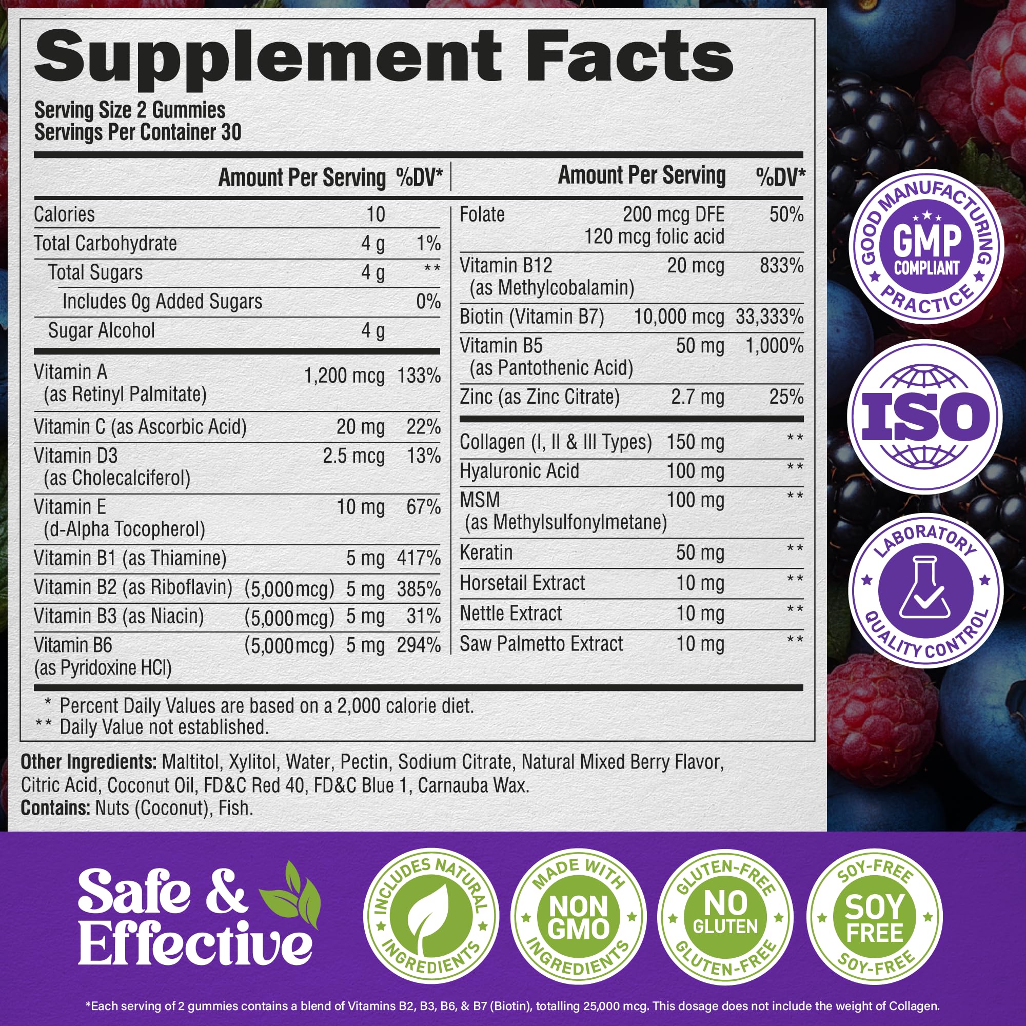 NUTRAHARMONY Biotin Collagen gummies top view colorful appeal.