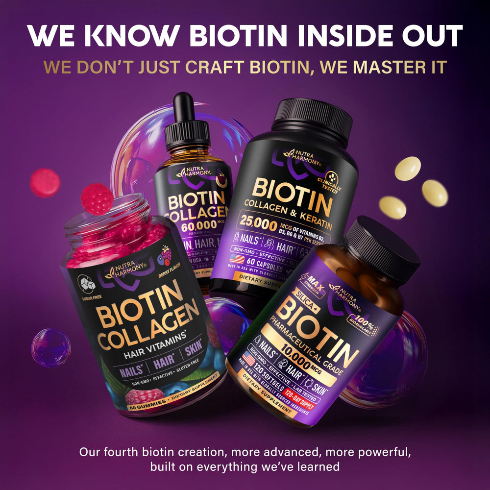 NUTRAHARMONY Biotin Collagen gummies for hair, skin and nails.