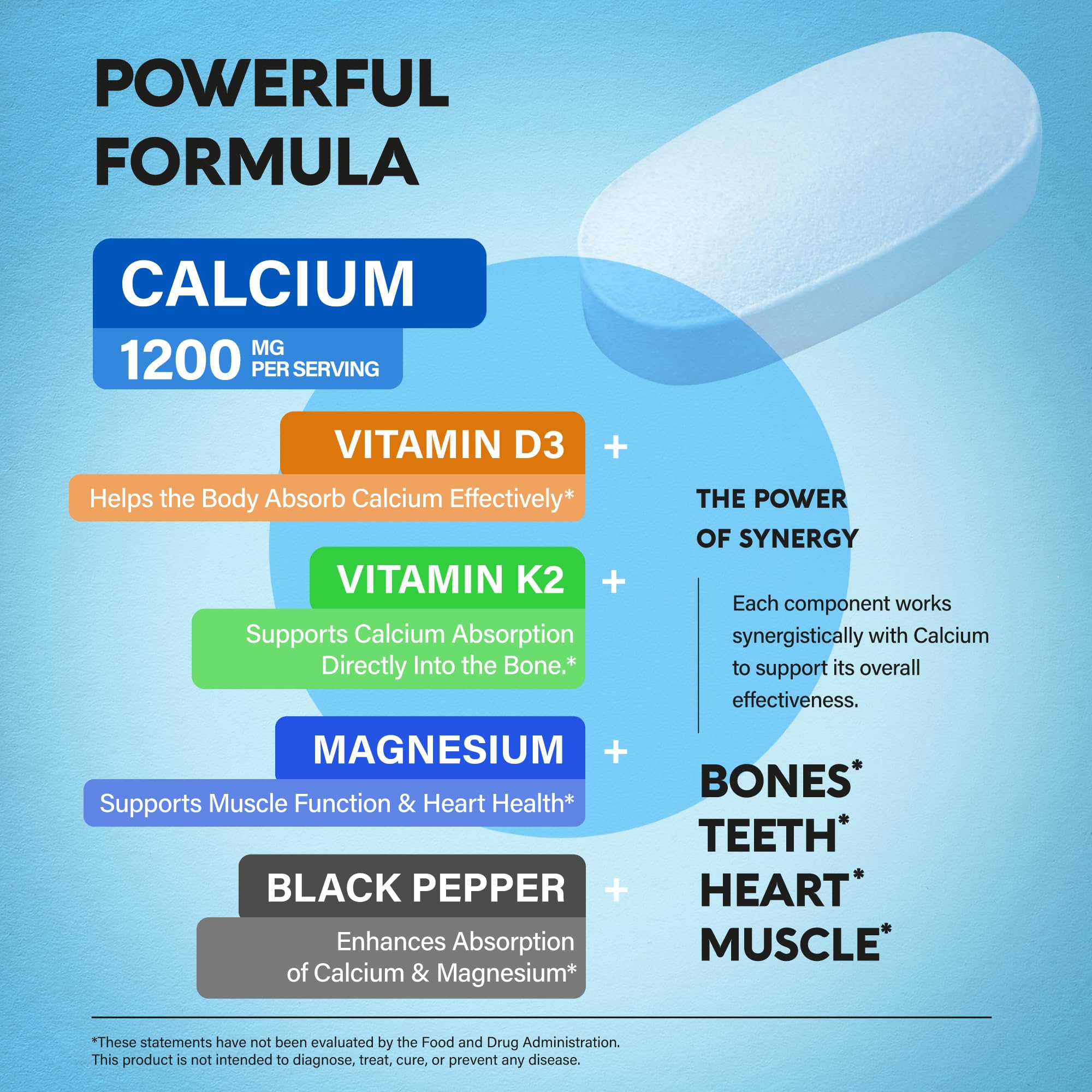 NutraHarmony calcium bottle with globally sourced ingredients label emphasis.