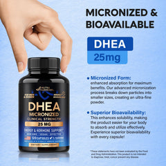 NutraHarmony DHEA vegan non-GMO certification on bottle label.