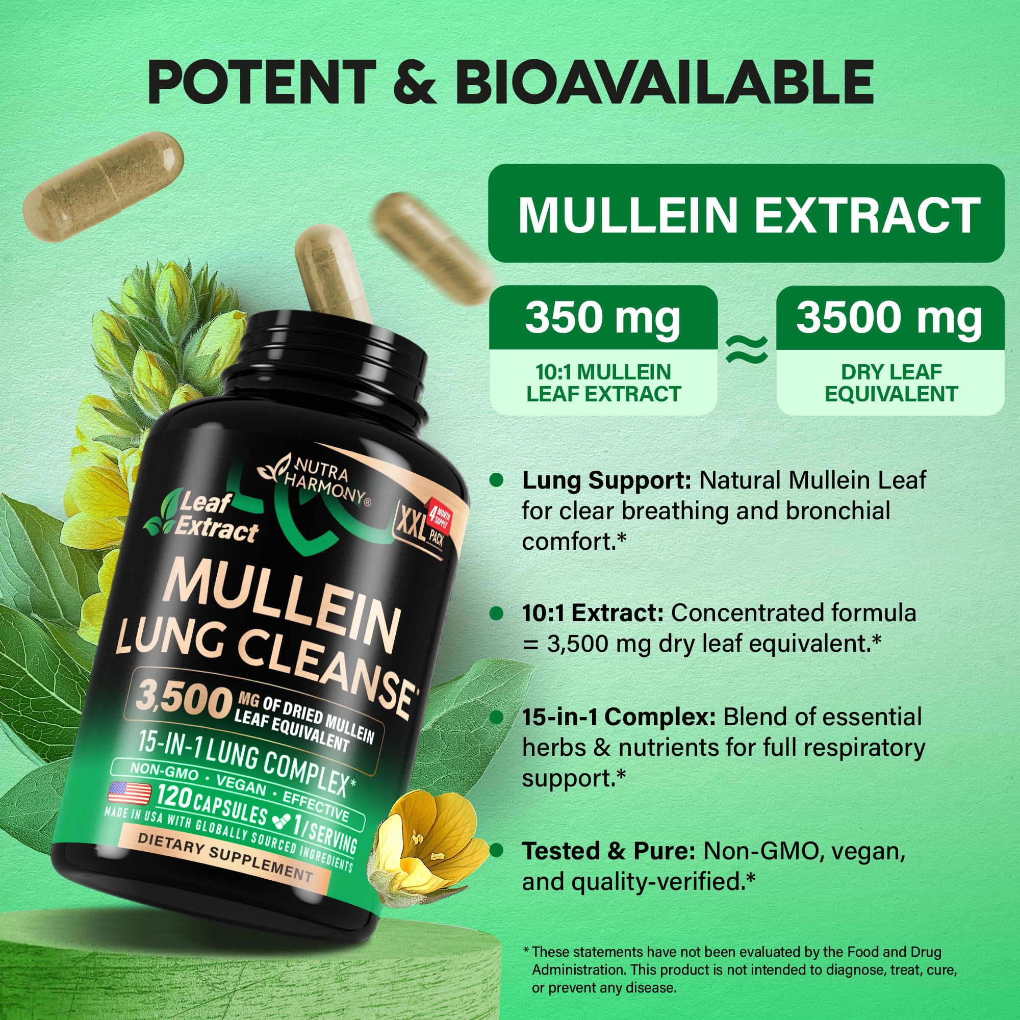 NUTRAHARMONY drops tincture bottle shown for easy lung care.