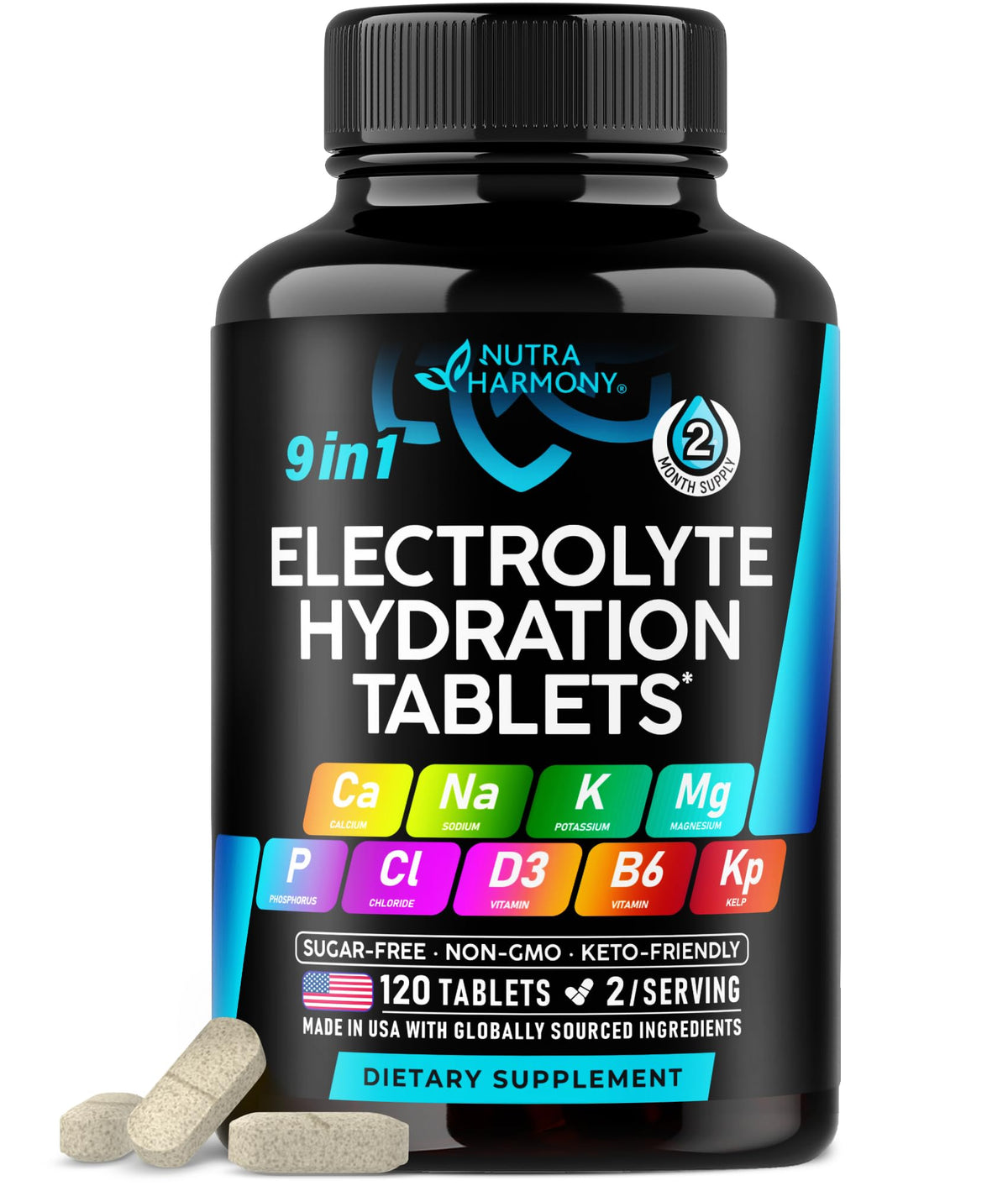 NutraHarmony Electrolytes tablets with Himalayan salt for rapid hydration during workouts.
