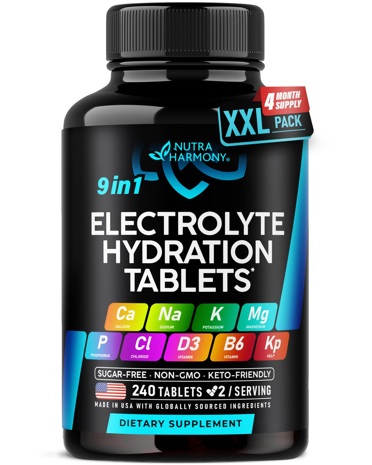 NutraHarmony Electrolytes hydration hero image shows tablets for quick replenishment during workouts.