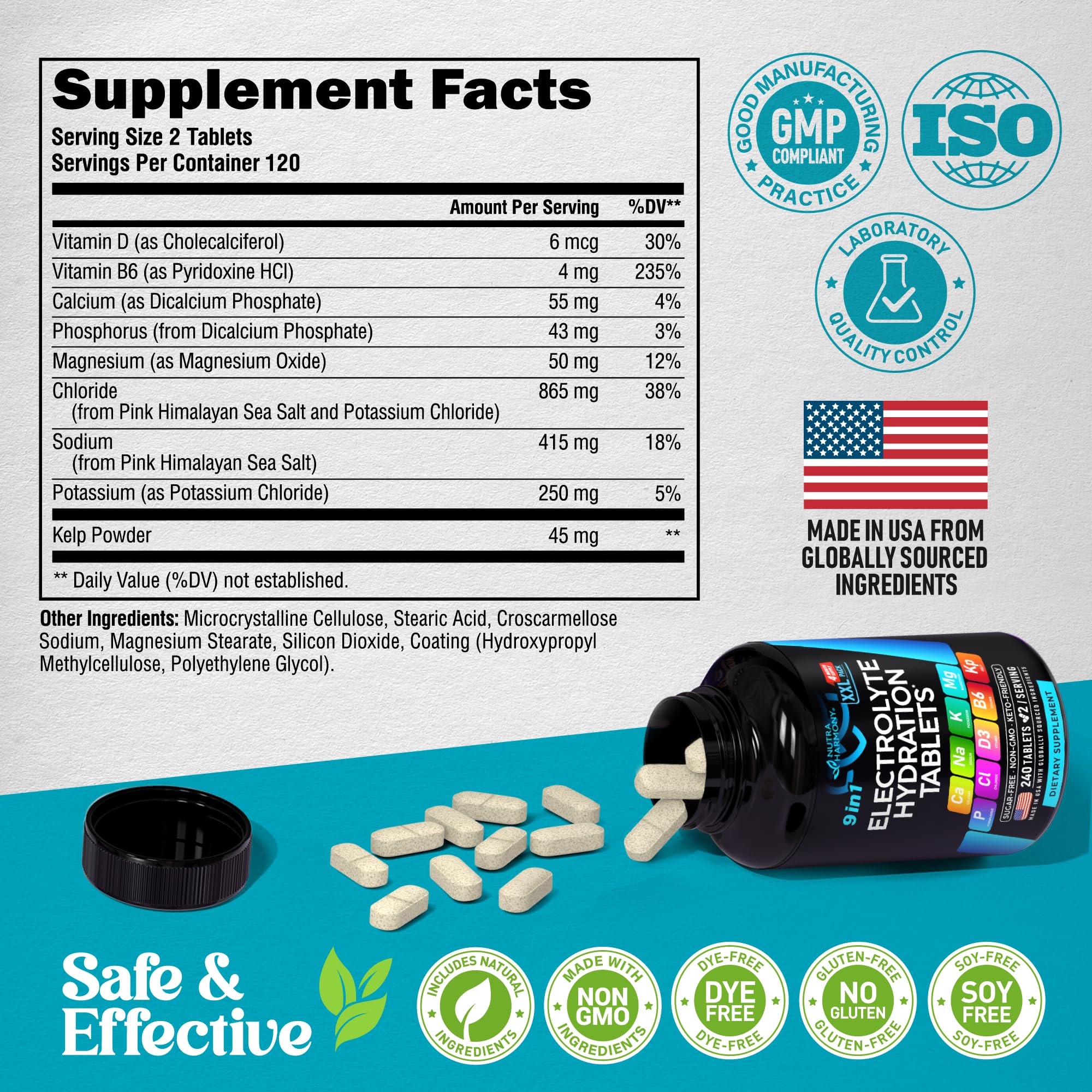 NutraHarmony Electrolytes vegan keto friendly claim on packaging.