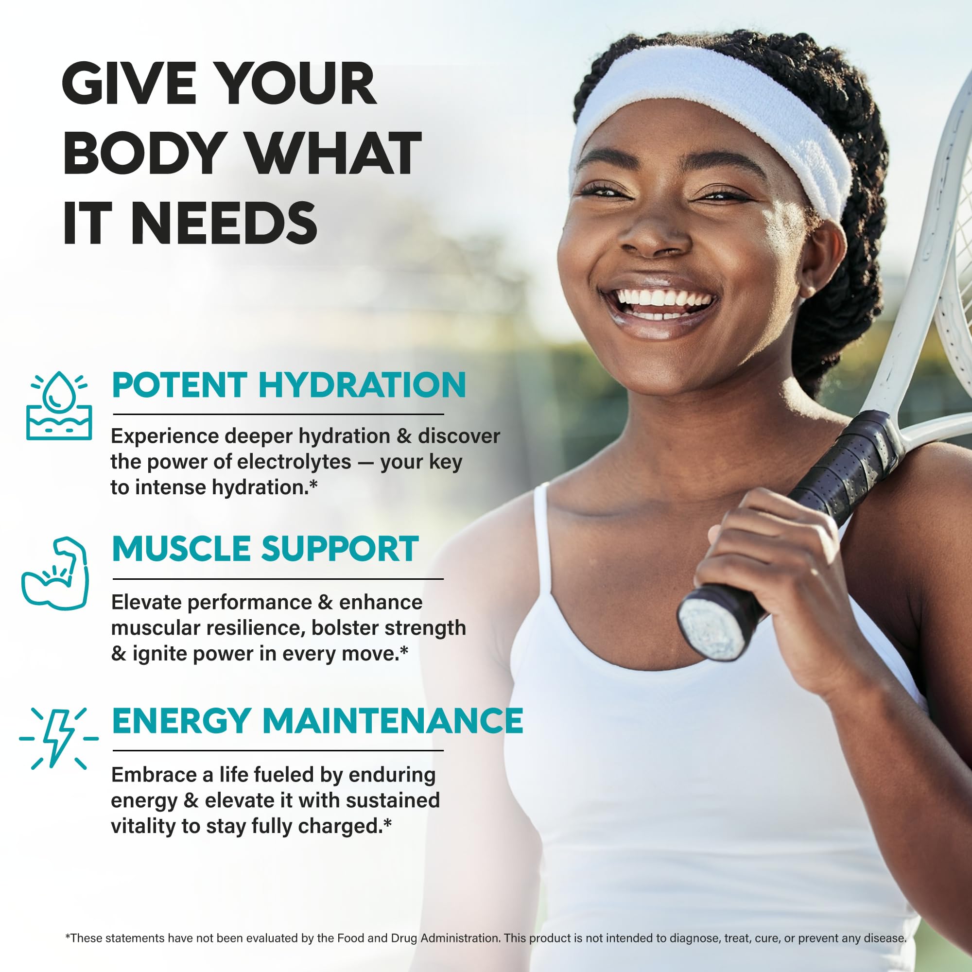 Close-up of NutraHarmony electrolyte tablets ideal for daytime activity boosts.