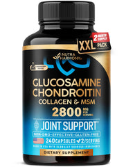 NutraHarmony glucosamine chondroitin msm collagen bottle front showing joint support.