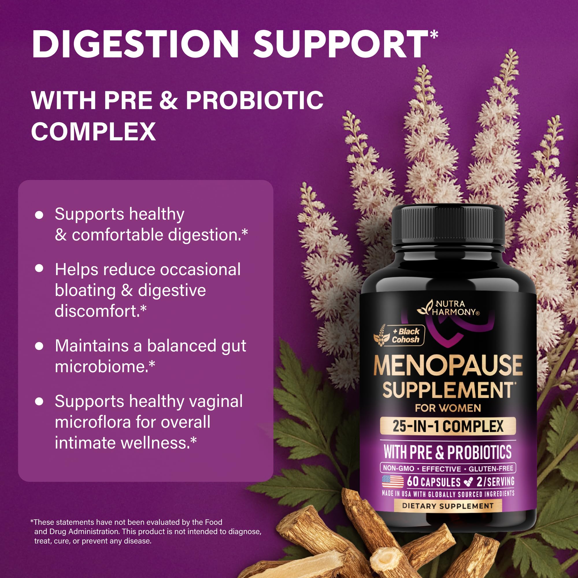 NutraHarmony herbal blend closeup: traditional ingredients for balanced well-being.