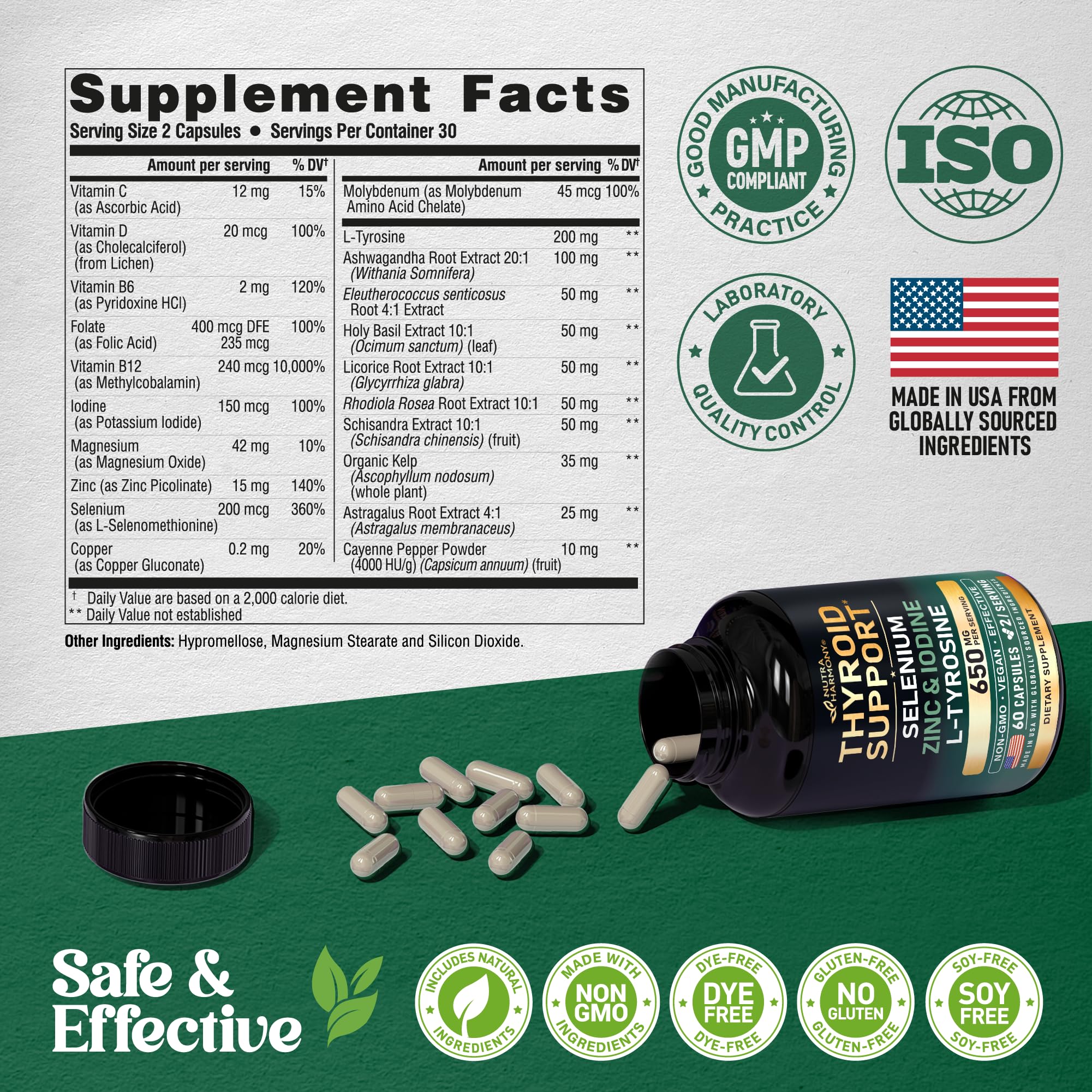 NutraHarmony Holy Basil and Schisandra herbs illustrated in the blend.