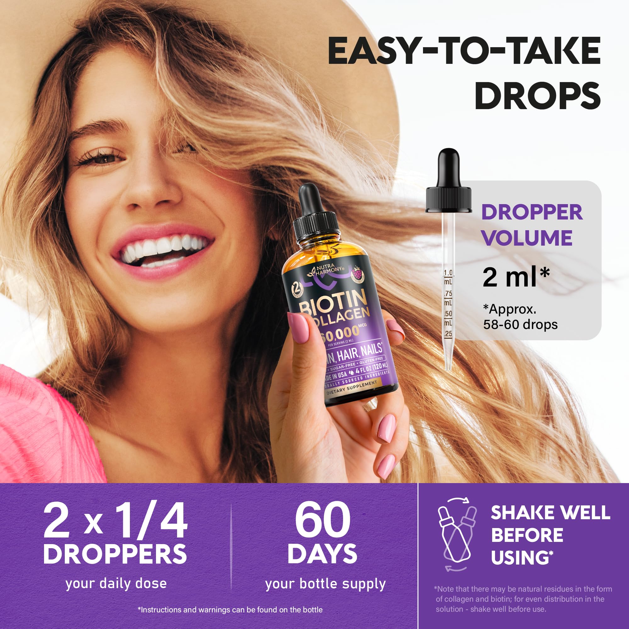 NutraHarmony dropper tip enables precise daily portions.