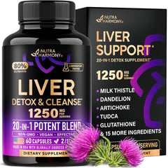 NutraHarmony liver cleanse bottle scene, vegan formula for daily liver support and detox potential.