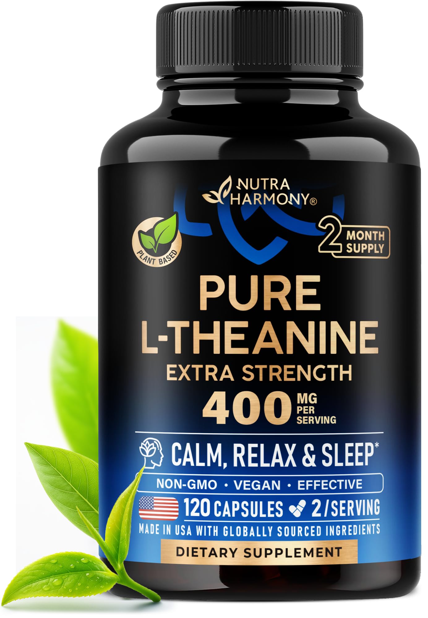 NUTRAHARMONY L Theanine 120caps bottle for daily calm support.