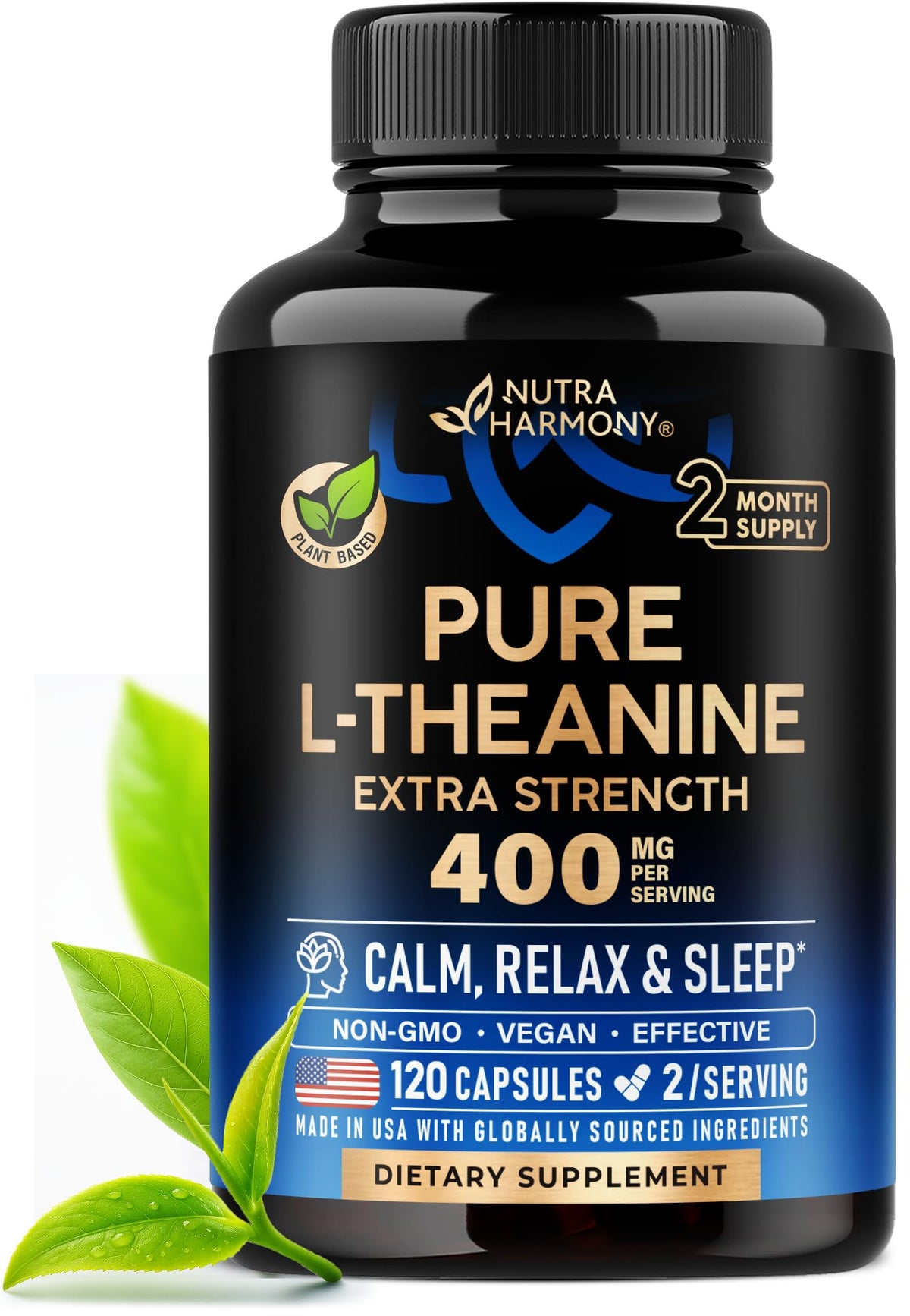 NUTRAHARMONY L Theanine 120caps bottle for daily calm support.