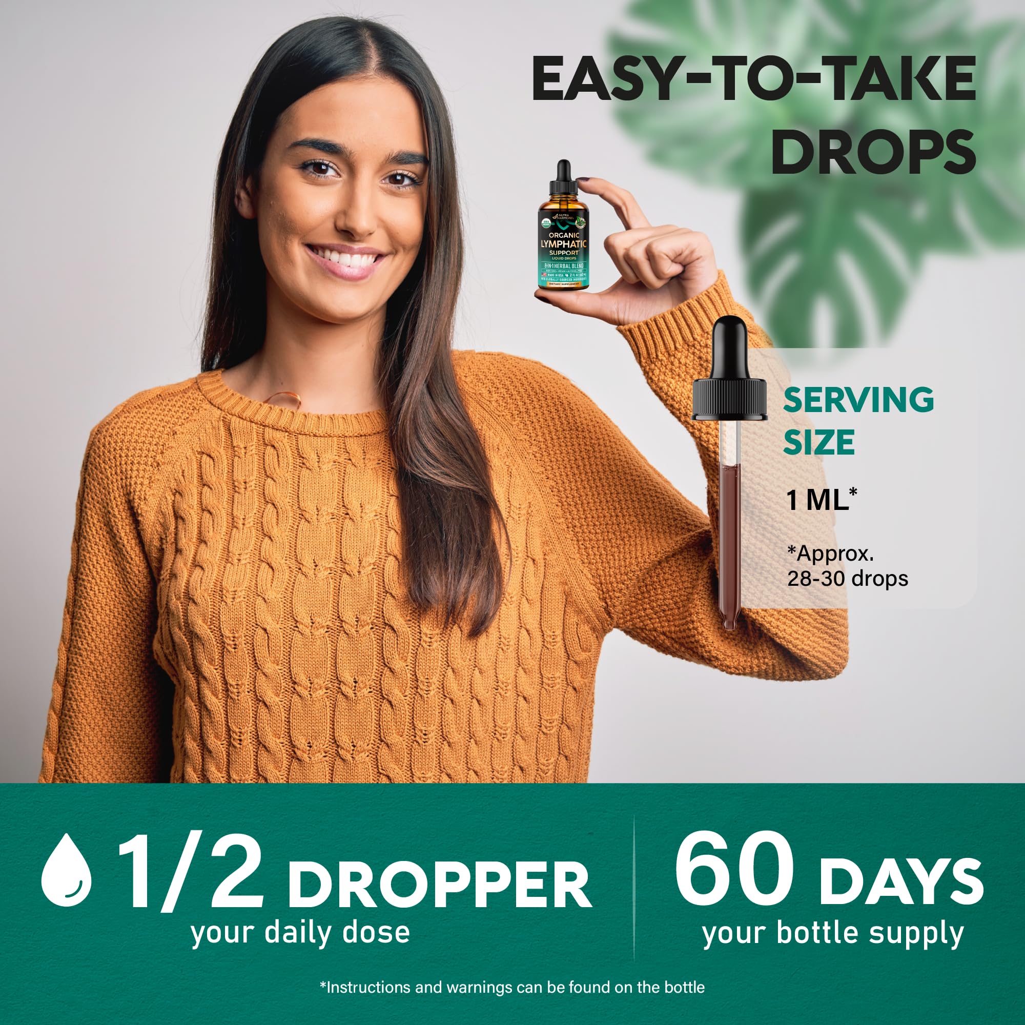 NutraHarmony Lymph Drops ingredients list on bottle label.