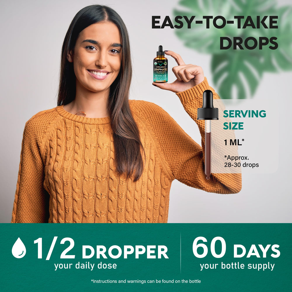 NutraHarmony Lymph Drops ingredients list on bottle label.