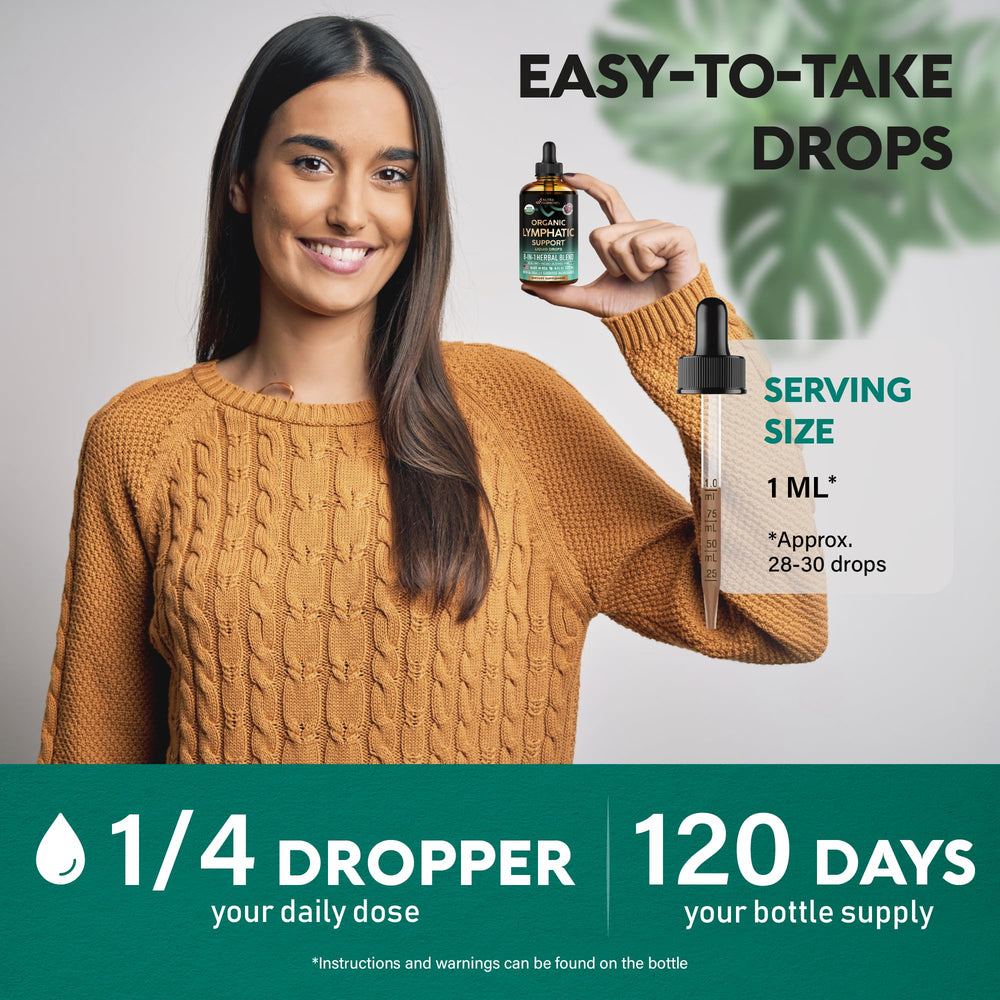 NutraHarmony Lymph Drops packaging box highlights Made in USA origin and clean production.