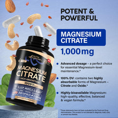 NUTRAHARMONY Magnesium Citrate 1000mg capsules closeup visible texture and capsule coating