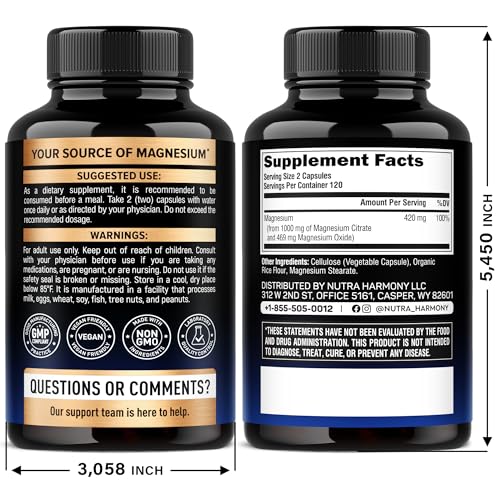 NUTRAHARMONY Magnesium Citrate 1000mg capsules pour easy use in the evening routine