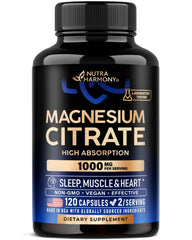 NUTRAHARMONY magnesium citrate capsules bottle front view for daily wellness