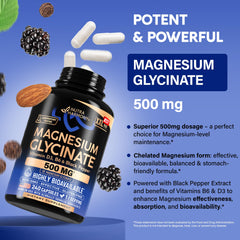 NUTRAHARMONY Magnesium Glycinate 500mg pour from bottle for easy nightly routine