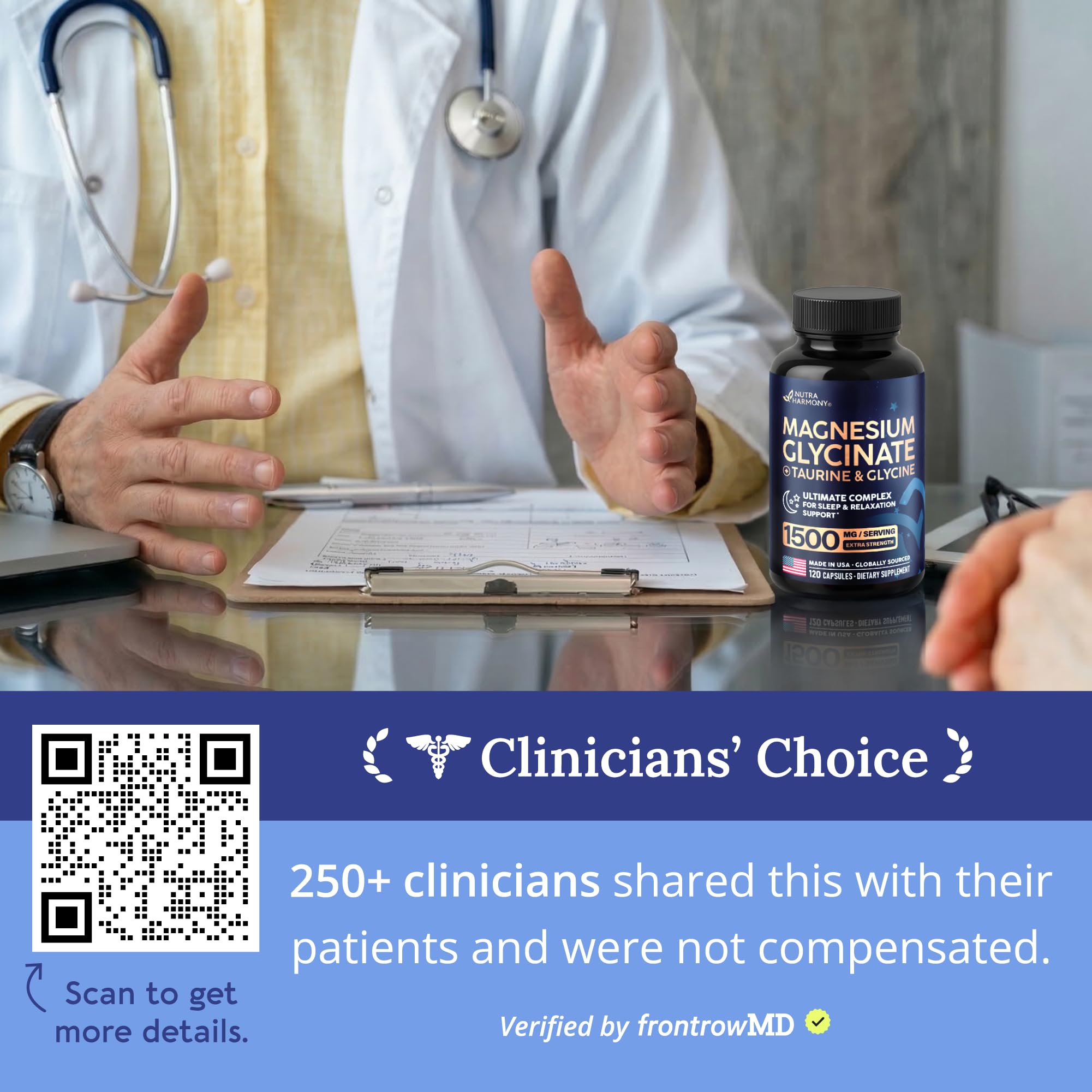 NUTRAHARMONY Magnesium Glycinate capsules in hand suggest simple daily use.